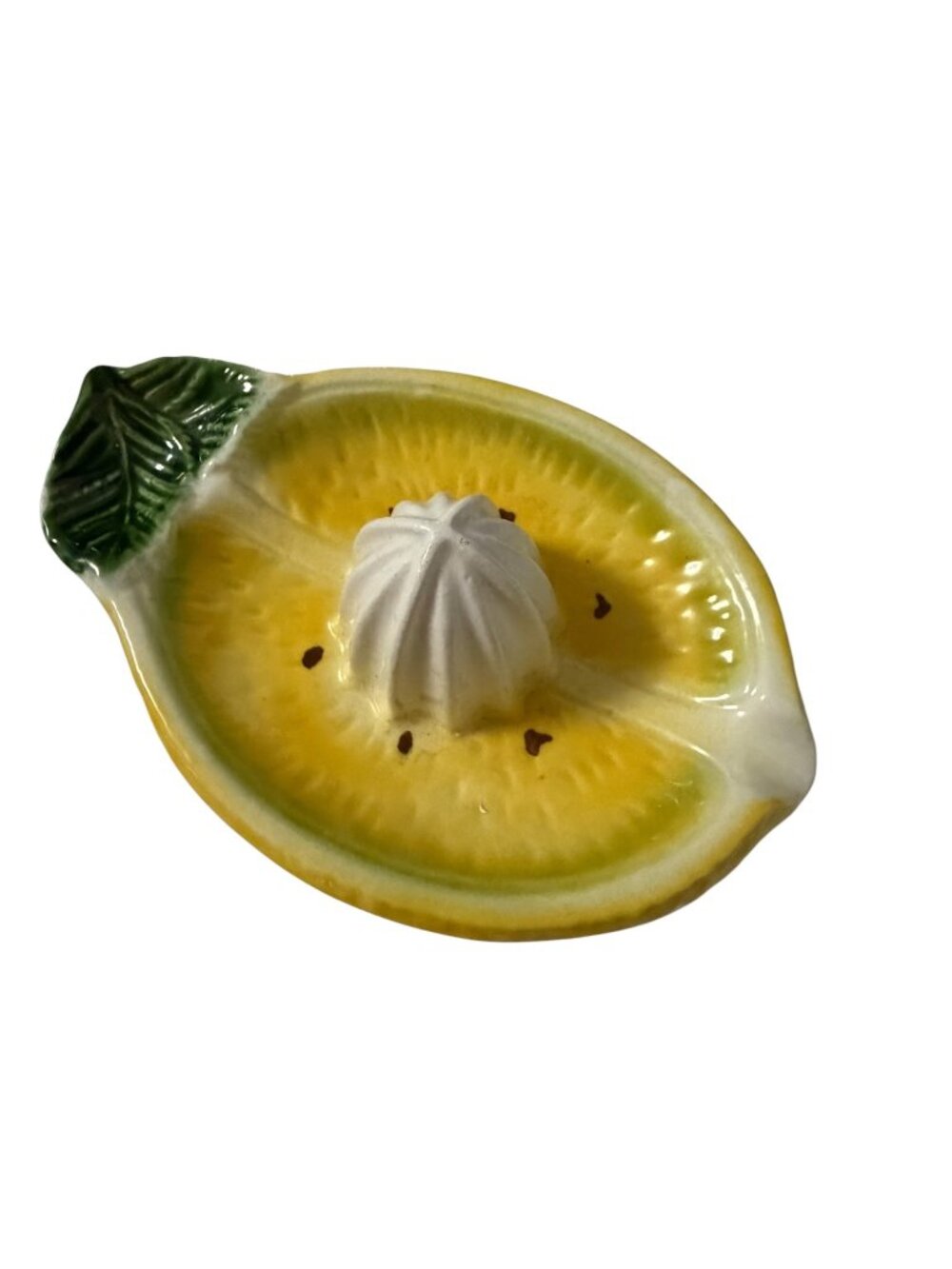 Vintage Pier 1 Italy Ceramic Lemon Citrus Juicer Reamer Hand Painted 7 Inch